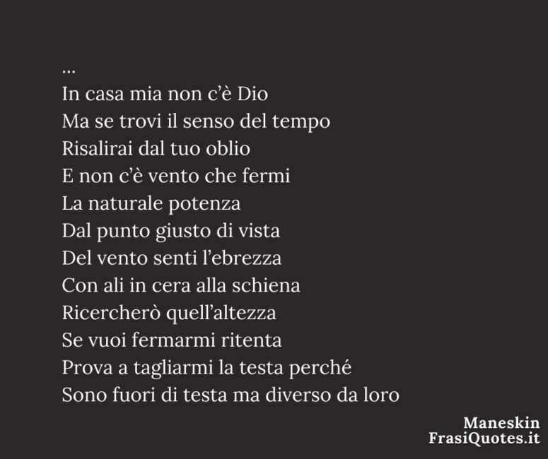 Frasi dal testo Zitti e Buoni Maneskin